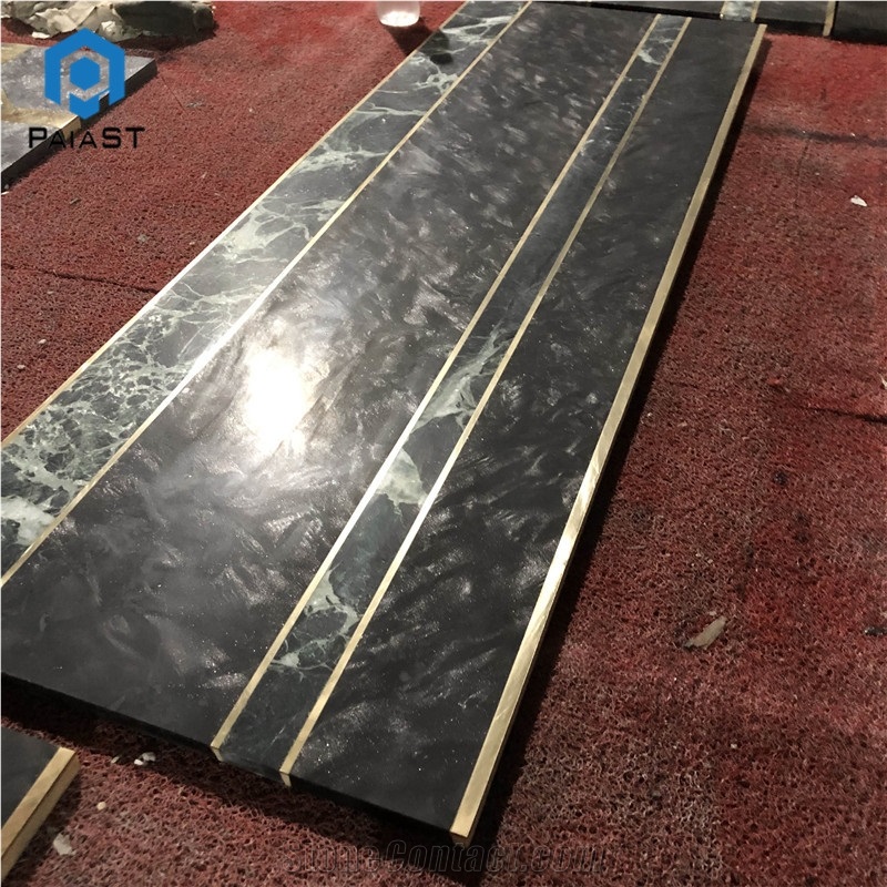 Black And Green Marble Waterjet Flooring Pattern
