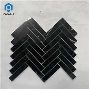 Black Marble Herringbone Mosaic For Bathroom Tiles Black Marble Herringbone Mosaic For Bathroom Tiles