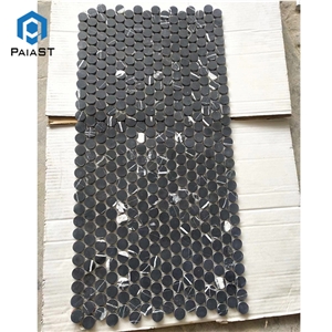 Black Marble Round Mosaic Tiles For Kitchen Wall Black Marble Round Mosaic Tiles For Kitchen Wall