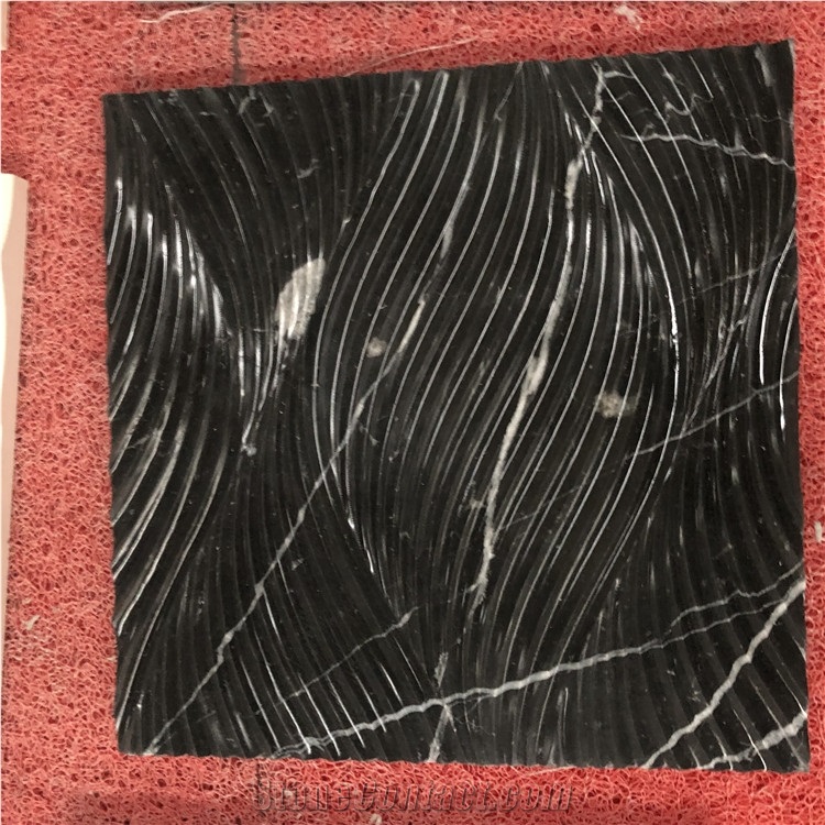 Black Marble Water Ripple Pattern 3d Art Panel