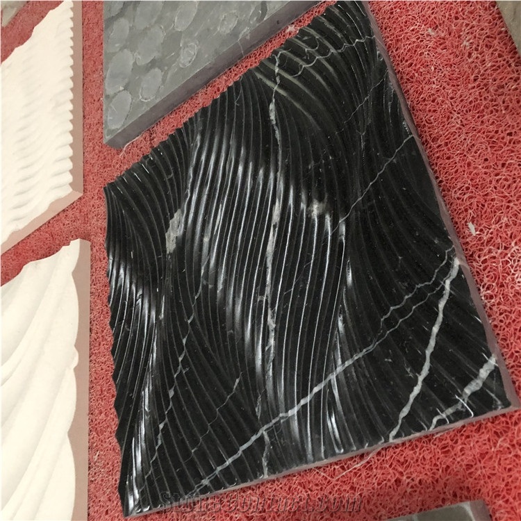 Black Marble Water Ripple Pattern 3d Art Panel