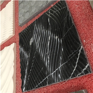 Black Marble Water Ripple Pattern 3d Art Panel