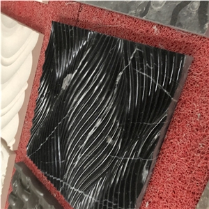 Black Marble Water Ripple Pattern 3d Art Panel