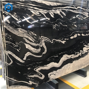 Black Quartzite With White Veins Slab For Wall Decor
