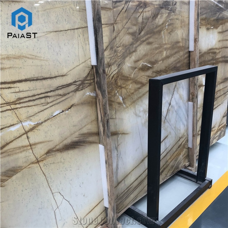 Brown And White Marble Slab For Interior Background Wall