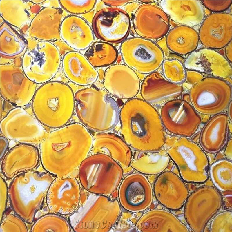 Chrysanthemum Fossil Yellow Semi-Agate Semiprecious Stone