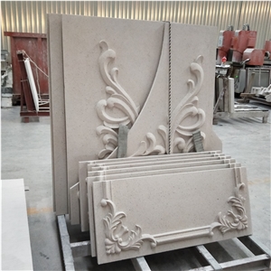 Cnc Carving Beige Limestone Wall Tiles for Church
