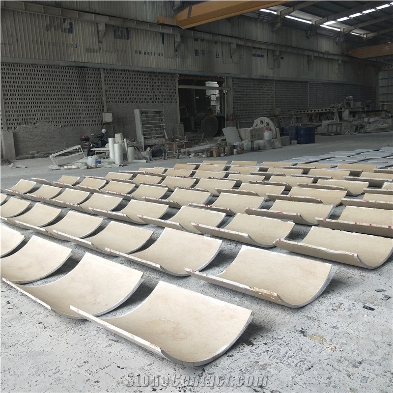 Curve Beige Marble Tiles for Column Wall Cladding