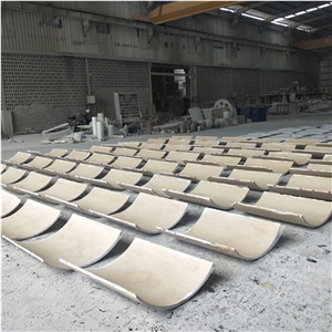 Curve Beige Marble Tiles for Column Wall Cladding