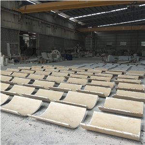 Curve Beige Marble Tiles for Column Wall Cladding