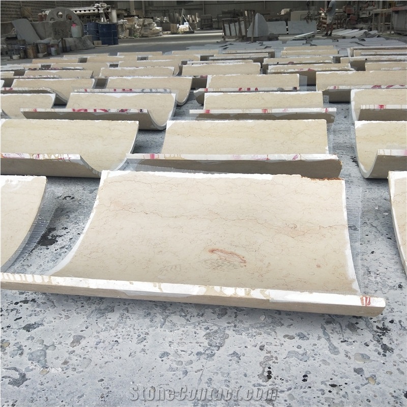 Curve Beige Marble Tiles for Column Wall Cladding