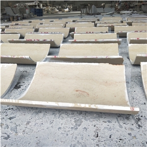 Curve Beige Marble Tiles for Column Wall Cladding