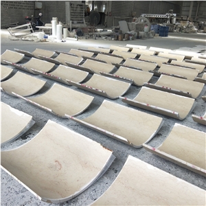 Curve Beige Marble Tiles for Column Wall Cladding