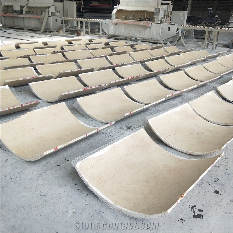 Curve Beige Marble Tiles for Column Wall Cladding