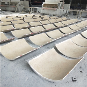 Curve Beige Marble Tiles for Column Wall Cladding