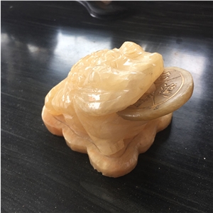 Custom Hand Carved Yellow Onyx Toad