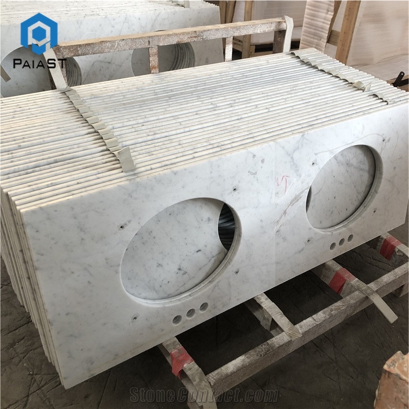Customized Carrara White Marble Bath Countertop