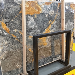 Dark Grey Black Jade Onyx Stone Slabs for Villa