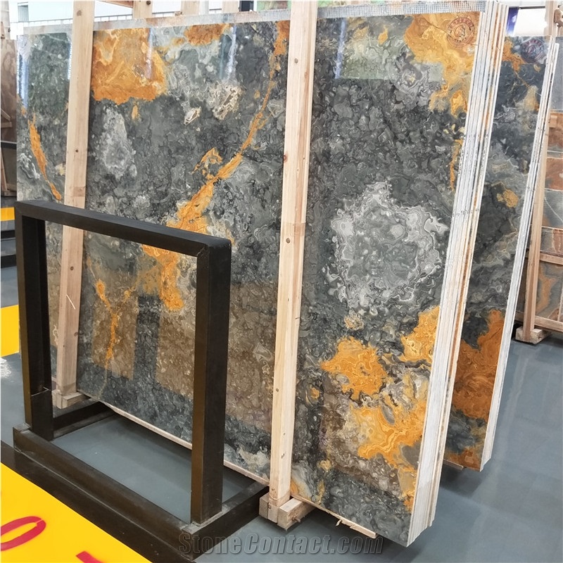 Dark Grey Black Jade Onyx Stone Slabs for Villa