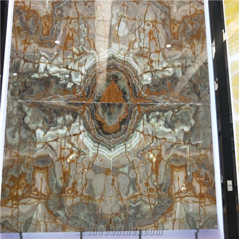 Dark Grey Black Jade Onyx Stone Slabs for Villa