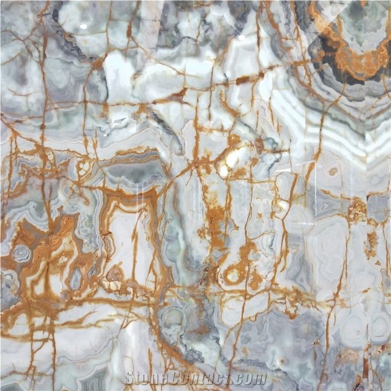 Dark Grey Black Jade Onyx Stone Slabs for Villa