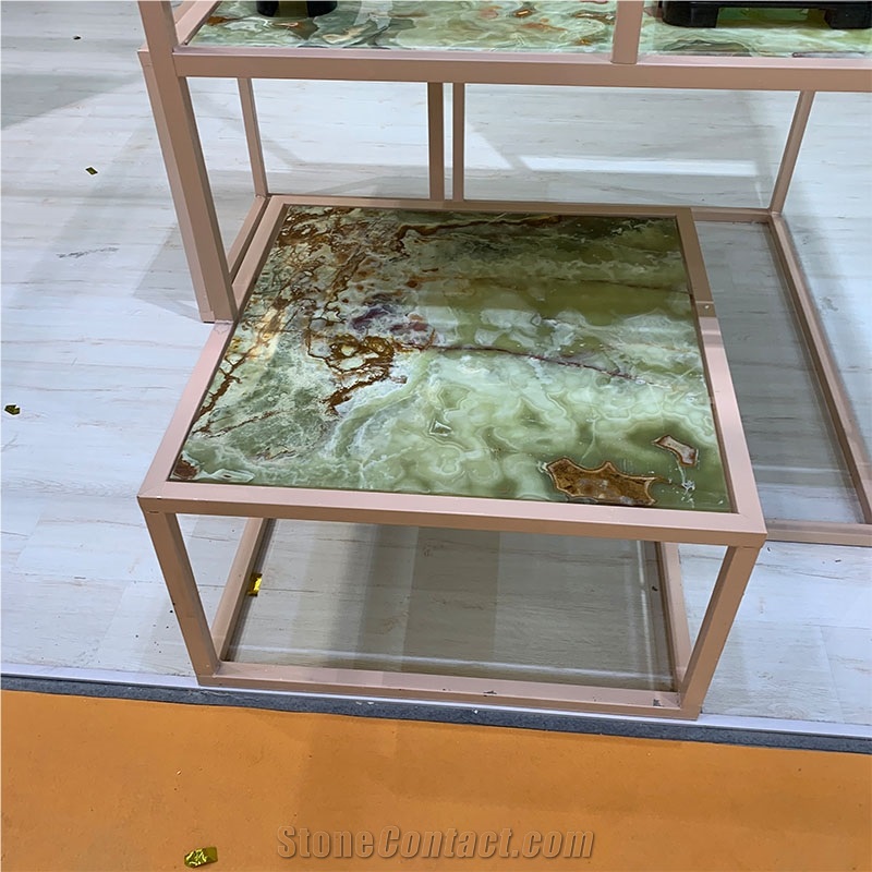 Factory Direct Square Green Onyx Table For Villa