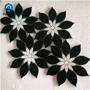 Flower Pattern Marble Water Jet Mosaic Wall Tile