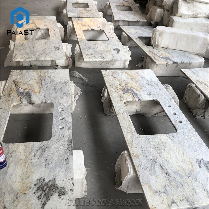 Giallo Cecilia White Granite Custom Bathroom Top