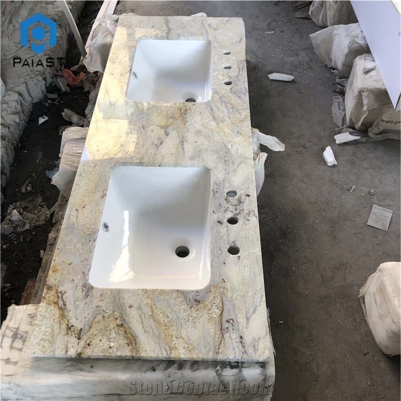 Giallo Cecilia White Granite Custom Bathroom Top