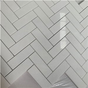 Good Quality White Marble Herringbone Mosaic Tiles