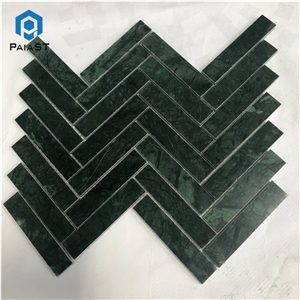 Green Marble Herringbone Mosaic For Wall Tiles