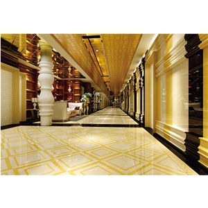 Hall Flooring Corridor Waterjet Medallion Design