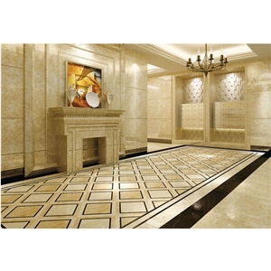 Hall Flooring Corridor Waterjet Medallion Design