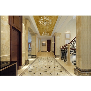 Hall Flooring Corridor Waterjet Medallion Design