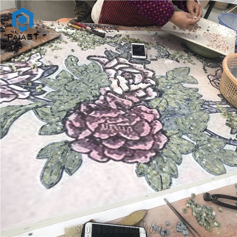 Handmade Flower Mosaic Art Tiles For Home Wall