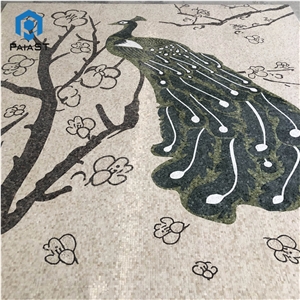 Handmade Peacock Marble Mosaic Stone Art For Wall