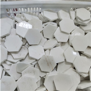 Hexagon Crystal Thasoss White Marble Mosaic Tiles