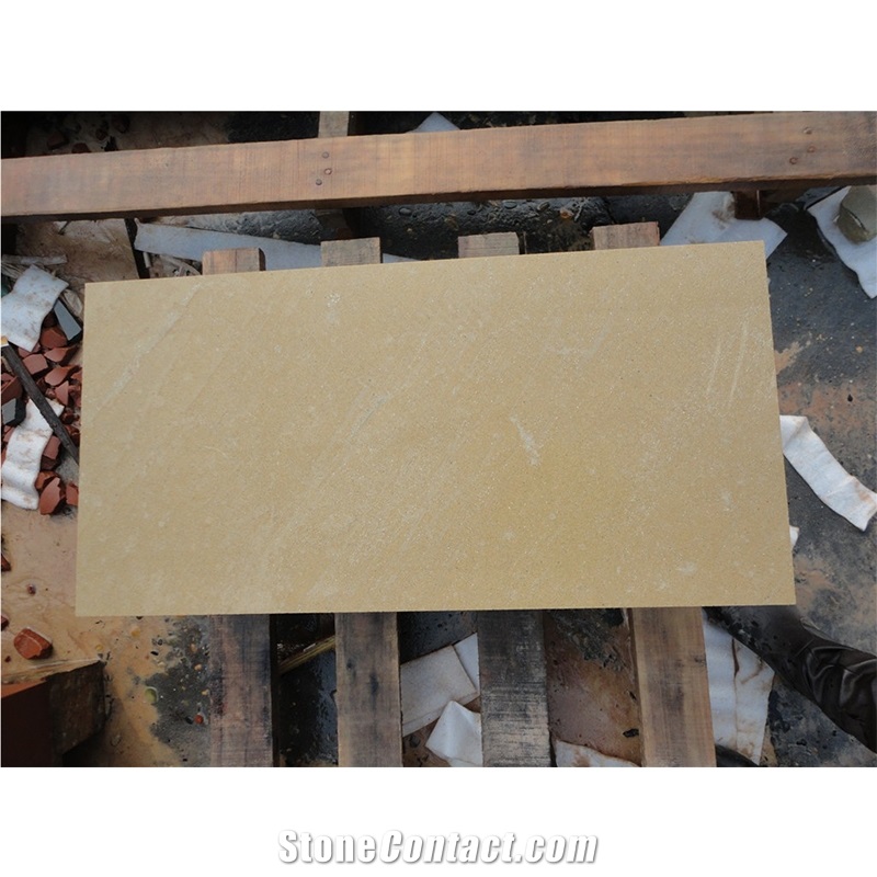 Honed Surface Yellow Sandstone Tiles for Villa