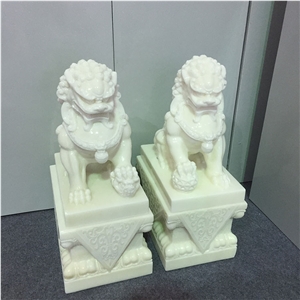 Hot Sell White Marble Jade Lion Sculpture For Home