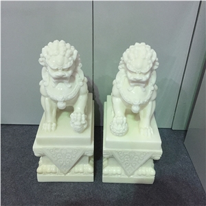 Hot Sell White Marble Jade Lion Sculpture For Home