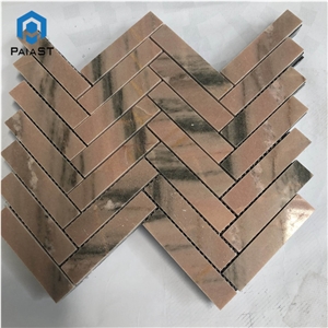 Hot Selling Red Marble Herringbone Mosaic Tiles
