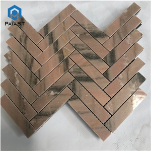 Hot Selling Red Marble Herringbone Mosaic Tiles