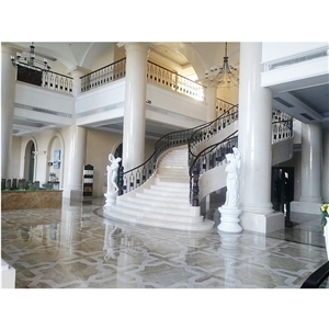 Indoor Decorative Beige Marble Spiral Staircase