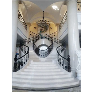 Indoor Decorative Beige Marble Spiral Staircase