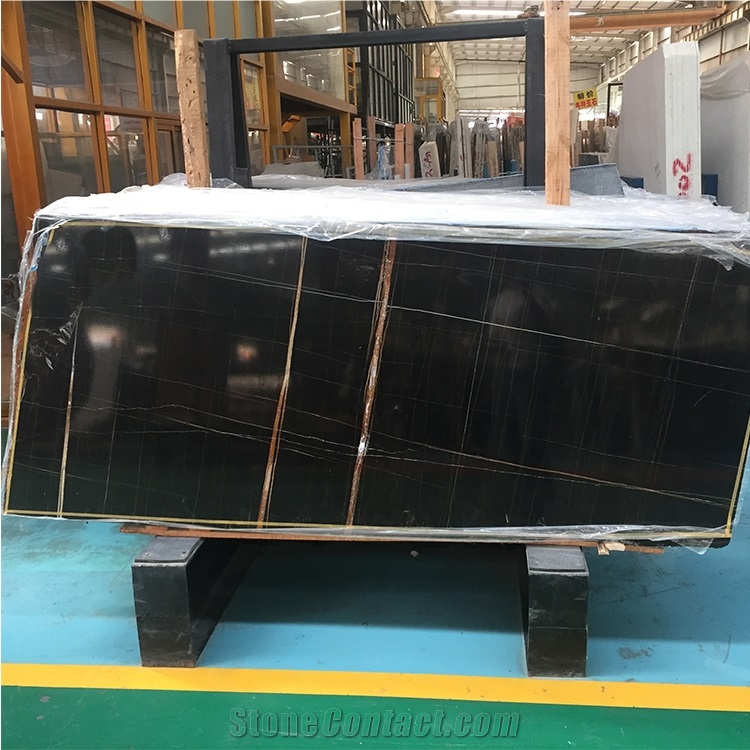 Natural Sahara Noir Marble Slab For Project Floor Wall Tiles