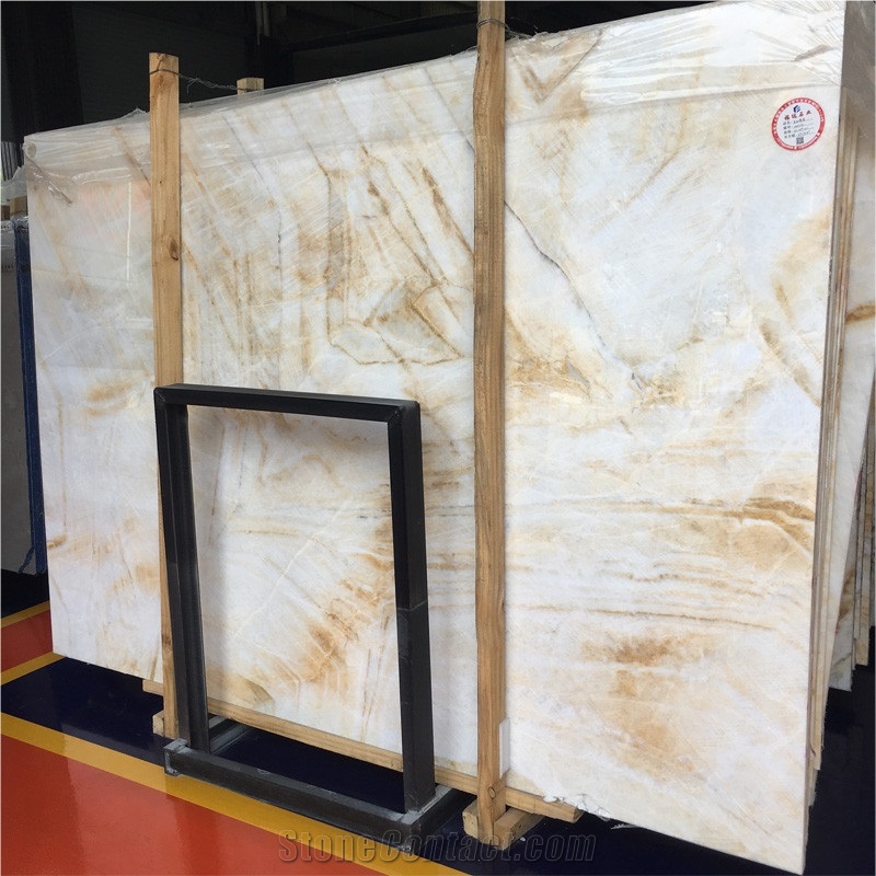 White Lemon Onyx Big Slab For Floor Tile And Wall Decor