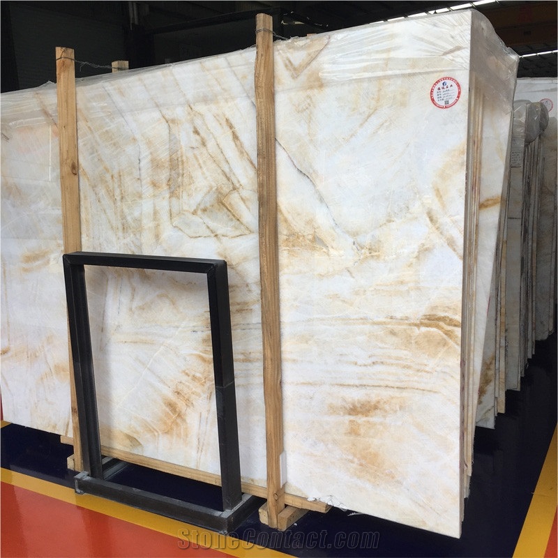 White Lemon Onyx Big Slab For Floor Tile And Wall Decor
