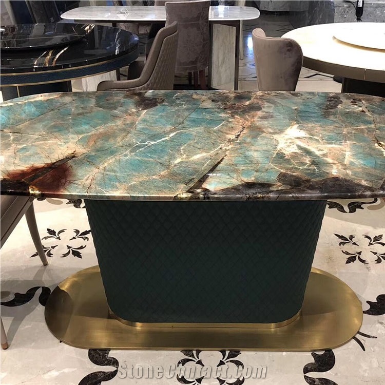 Luxury Amazon Green Quartzite Dining Table Top