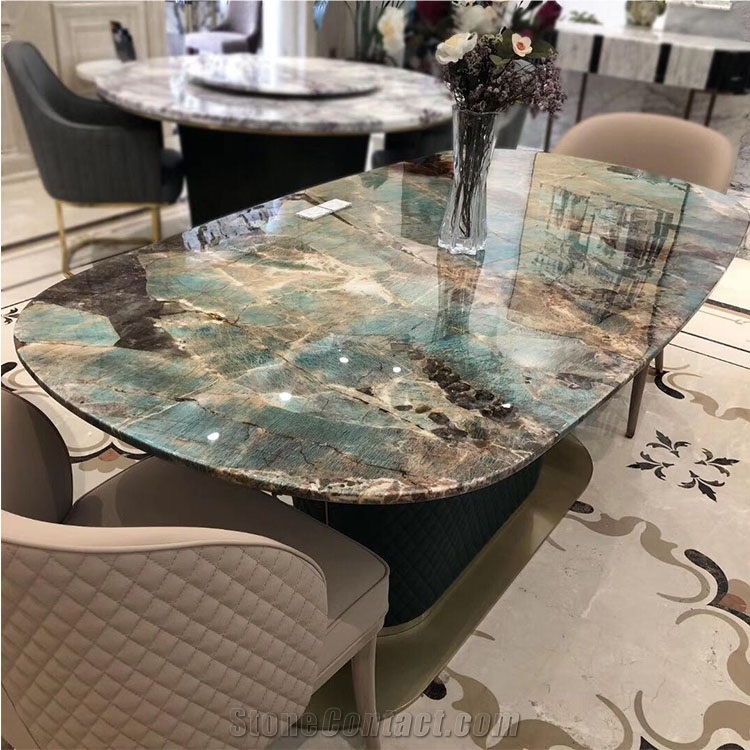 Luxury Amazon Green Quartzite Dining Table Top
