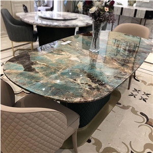 Luxury Amazon Green Quartzite Dining Table Top
